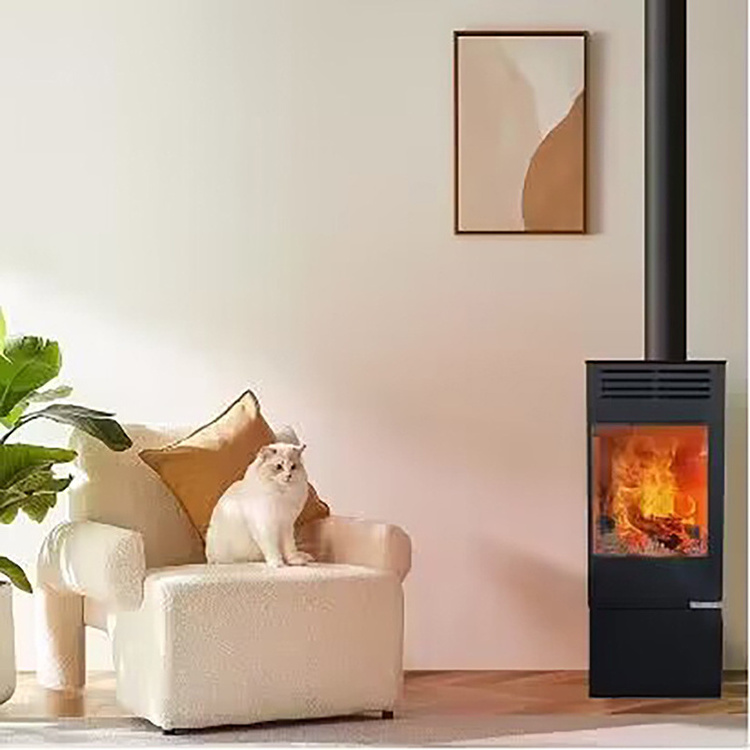 Double door glass burning stove without smoke Environmentally friendly high-temperature paint indoor double door wood fireplace