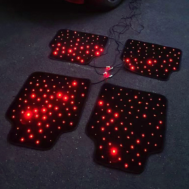 RGB flash star lighting car floor mat glow wands sticks led light up fiber optic toy car mats universal set floor mat for car