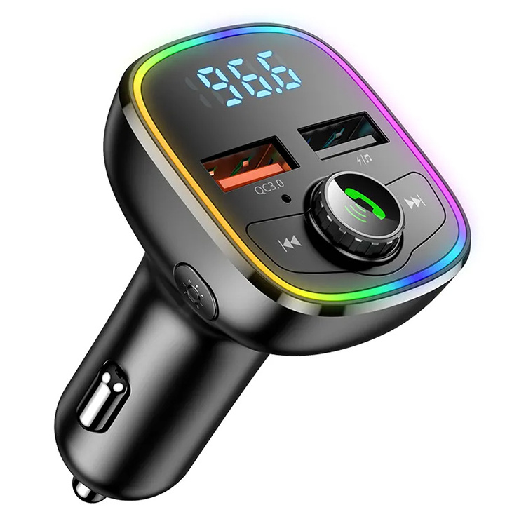 Digital display pioneer car mp3 player and speaker combo  modulator BT 5.0 fm transmitter quick charge car cigarette lighter