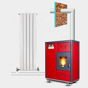 28kw red China wholesale hot sell cast Iron  fireplaces indoor biomass wood pellet stove