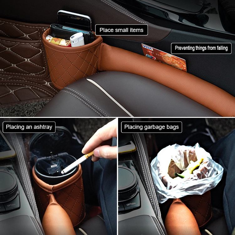 Easy to install  car seat gap filler pad pu leather organizer 2 pack 2 in 1 storage and charging car seat gap filler