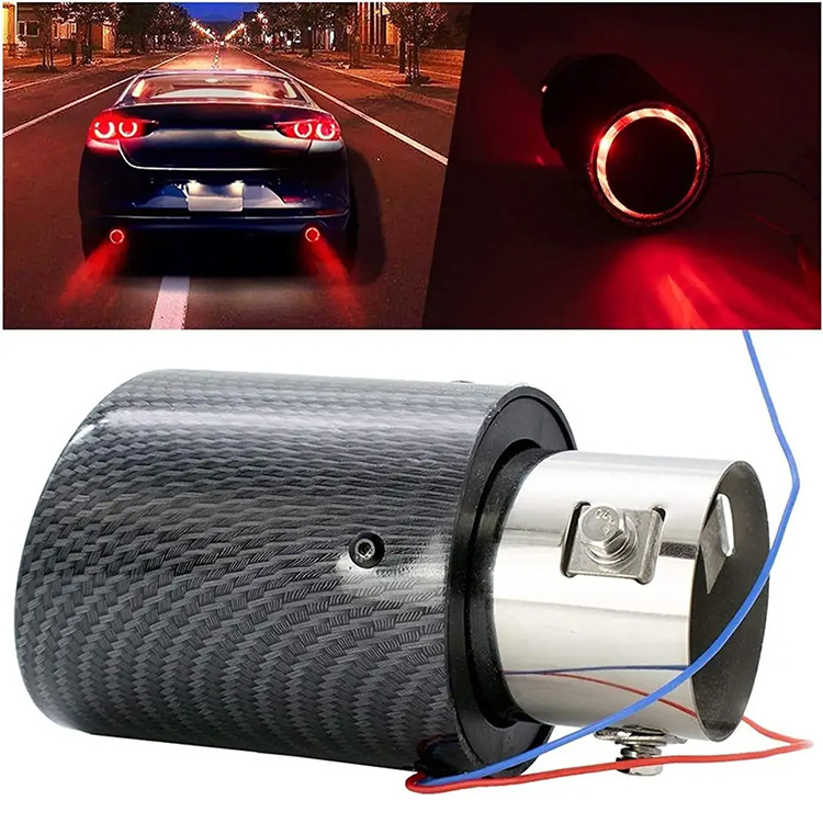 Car modification Exhaust pipe fire exhaust throat Carbon fiber luminescent tail throat With high-temperature resistant LED light