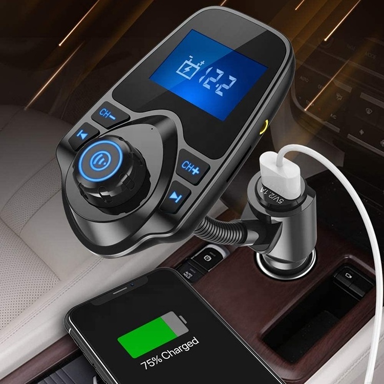 Fashion usb car  fm transmitter wireless mp3 car 5.0 fm transmitter wireless handsfree audio lencent car fm transmit