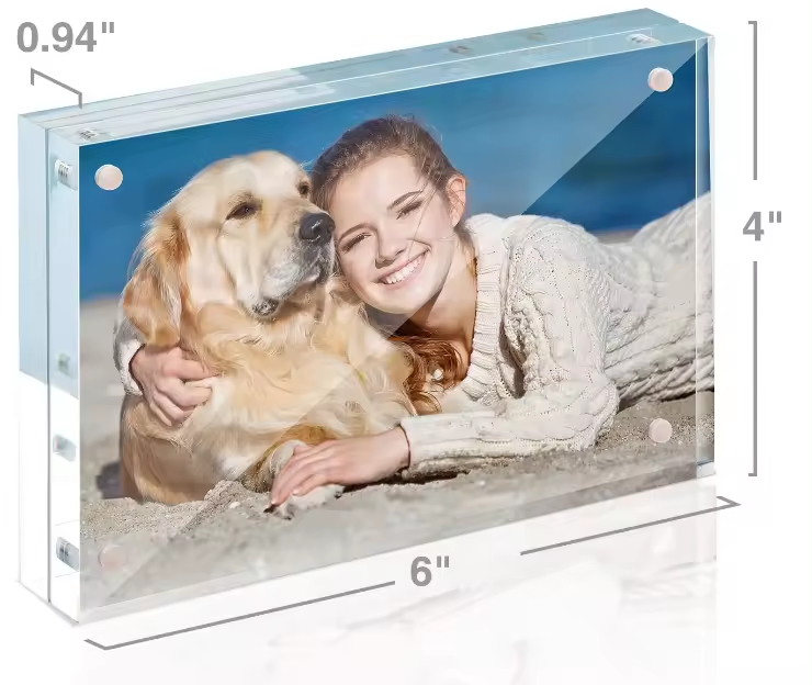 Wholesale Sublimation Family Plastic Tabletop Transparent 2x3 Inch Magnetic Acrylic Picture Photo Frame