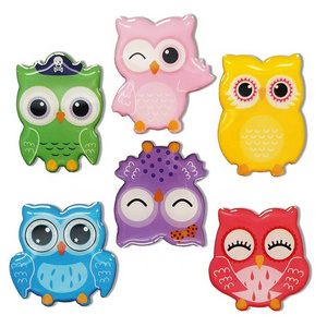 Maghard Cute epoxy Magnets for Fridge Set of 6pcs Owl Strong Clear Magnets Funny for Whiteboard Beauty Fridge Locker Office Cabinet