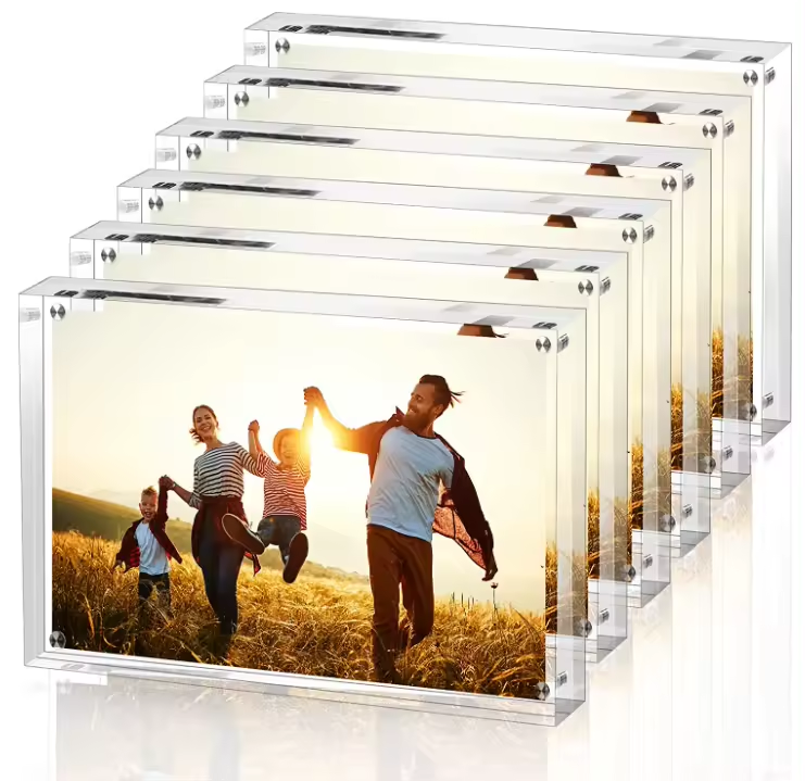 Wholesale Sublimation Family Plastic Tabletop Transparent 2x3 Inch Magnetic Acrylic Picture Photo Frame