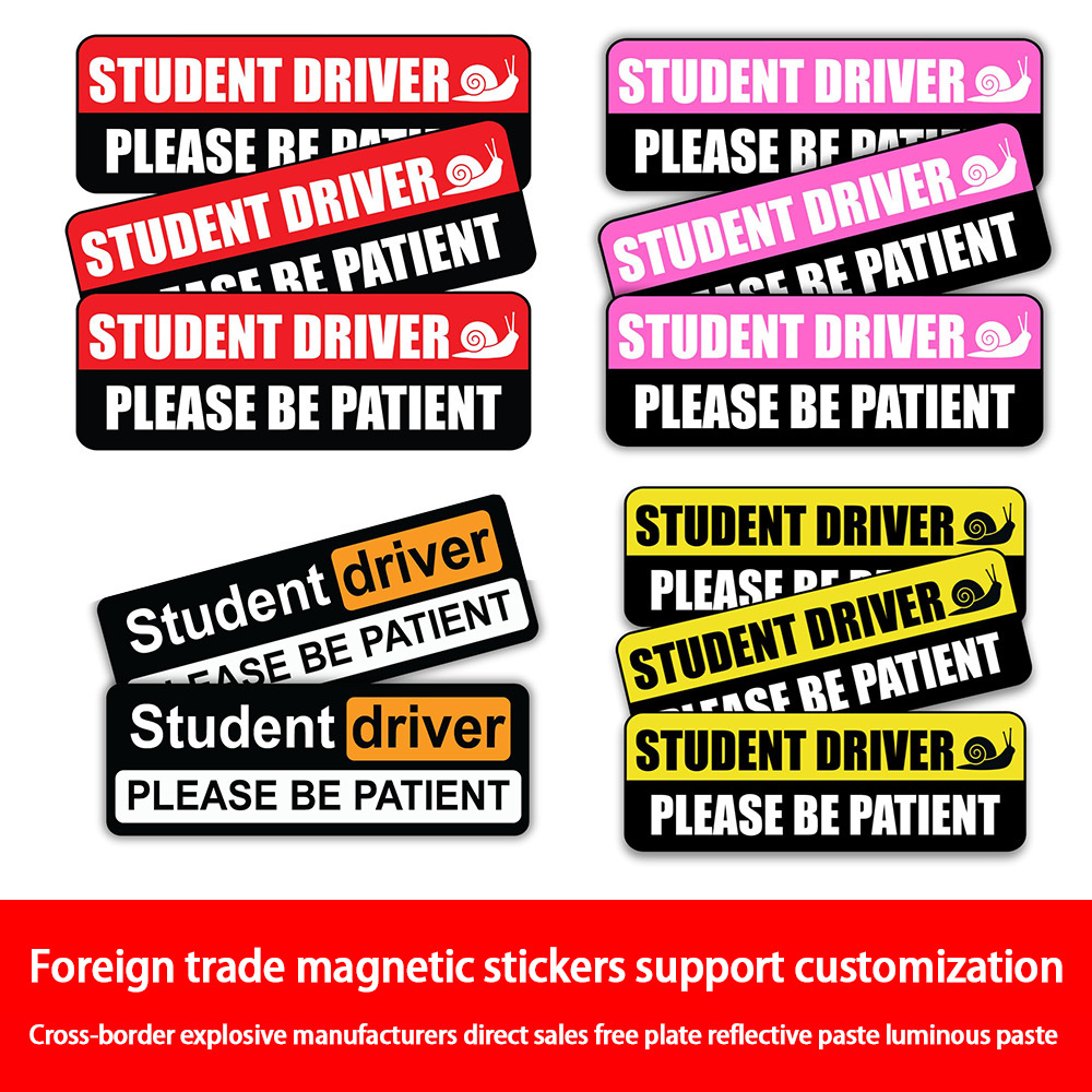 Custom Stickers New Driver Magnetic Decals Please Be Patient Student Driver Magnet Reflective Fade Resistant Sticker For Cars