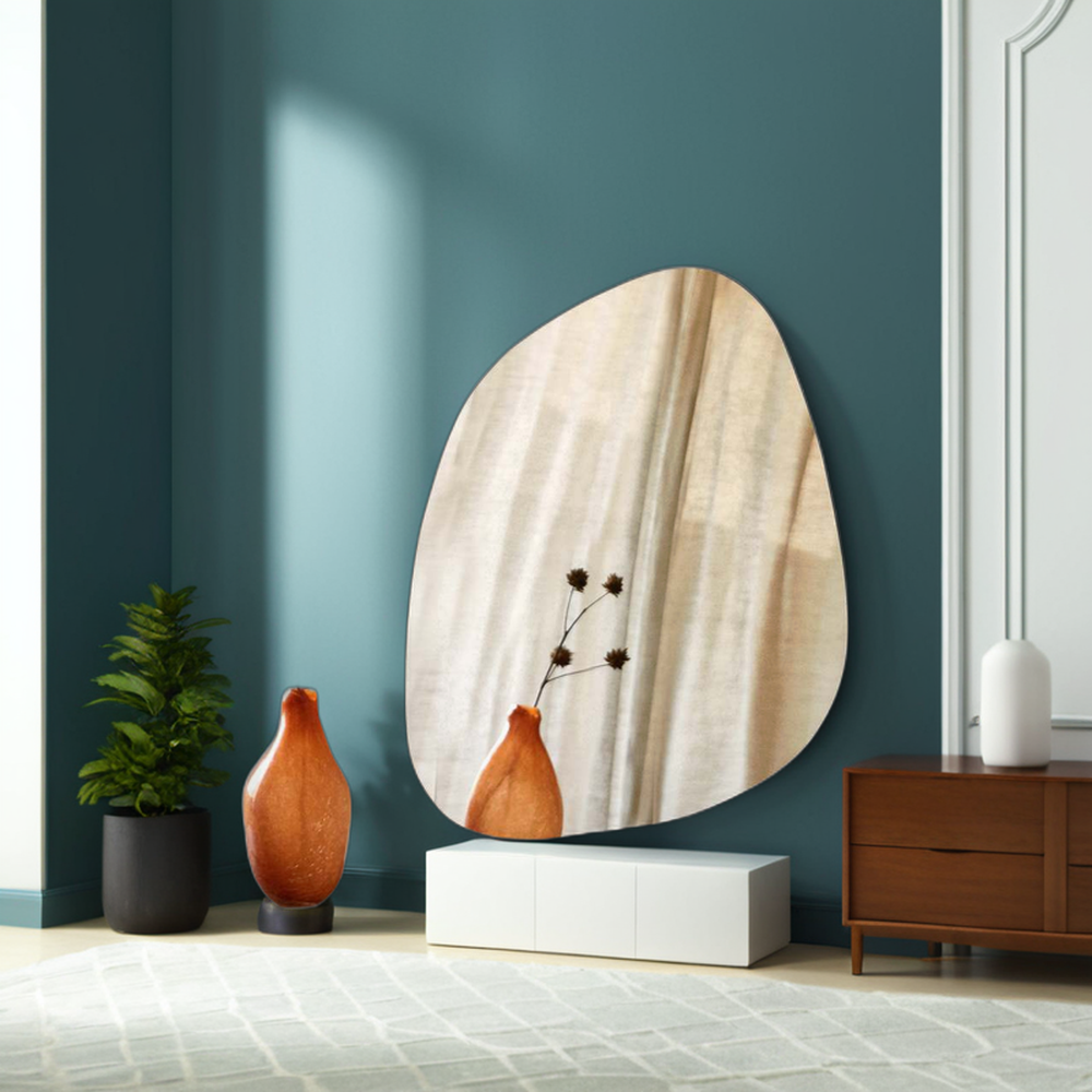 Modern Bathroom Large Long Squiggle Entry Asymmetric Irregular Mirror 5mm Glass Wall Mirror with 4mm Thickness