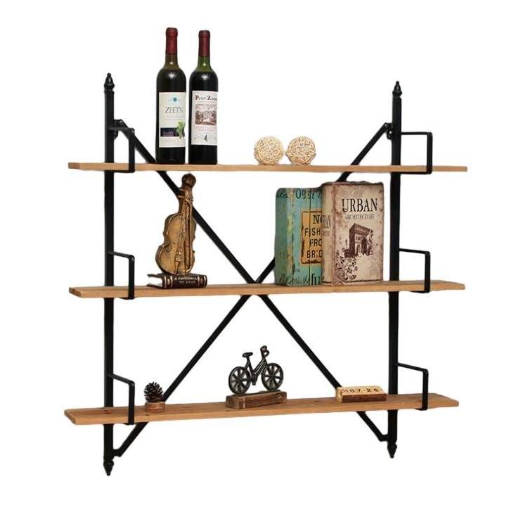 Rustic wood metal creative wall mount storage organizer flower kitchen decor office shelf