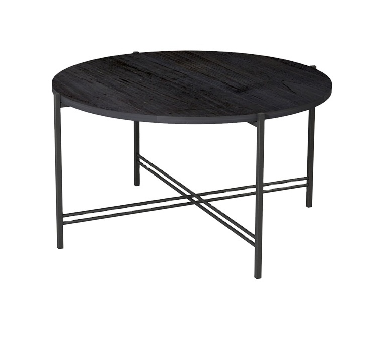 Household Essentials Grey Top Black Frame Ashwood Round Coffee Table Living Room Sets Solid Wood Dining Table