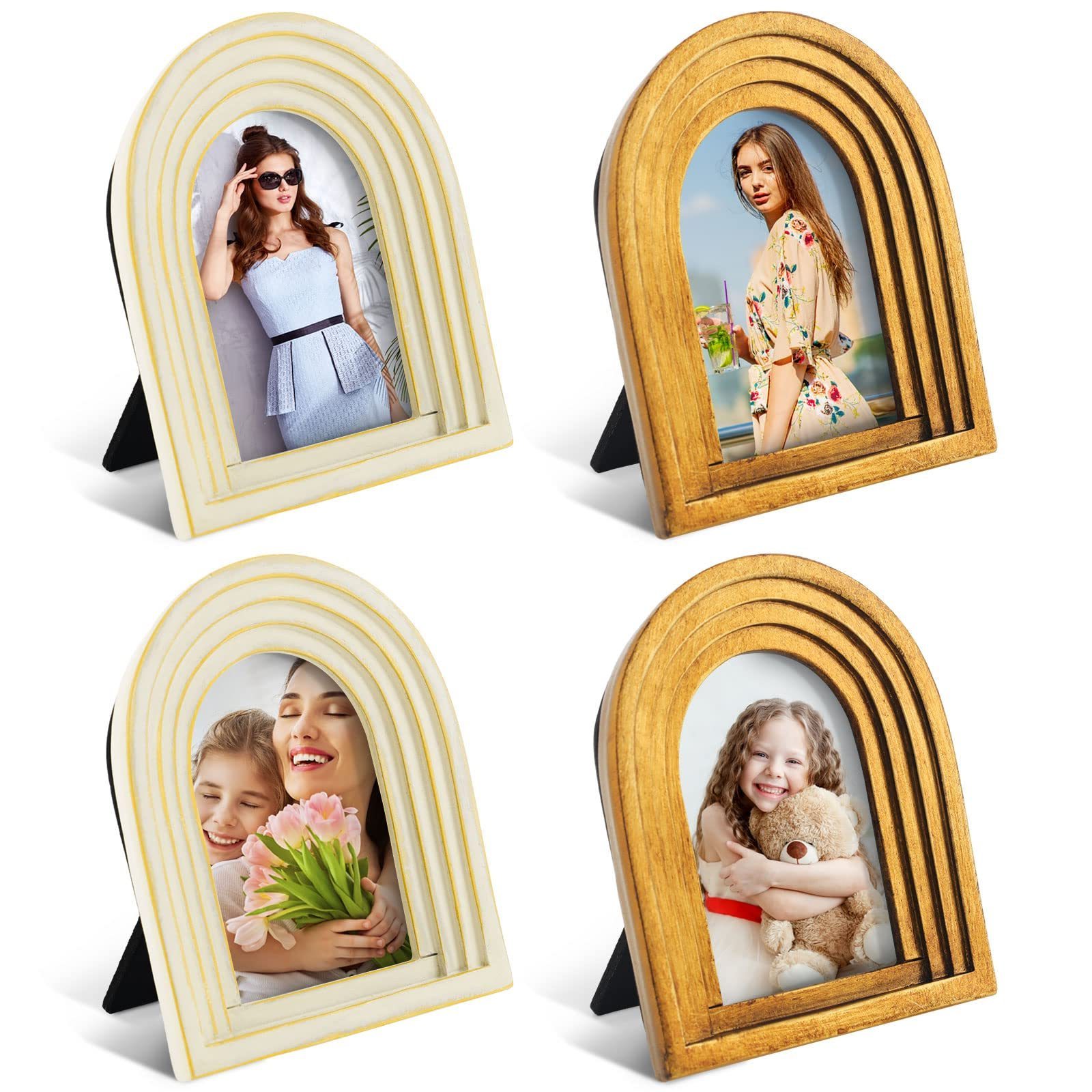 4 Pcs 2 x 3 Inch Vertical Arc wood Picture Frame Mini Decorative Photo Frame