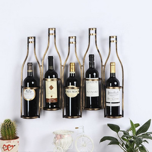 Red Wine Shelf Vintage Wall Wine Racks Bottle Holder Metal Bar - Industrial Floating Shelves Storage Organizer WS0177