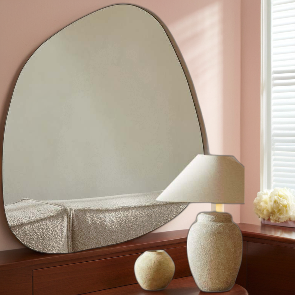 Modern Bathroom Large Long Squiggle Entry Asymmetric Irregular Mirror 5mm Glass Wall Mirror with 4mm Thickness