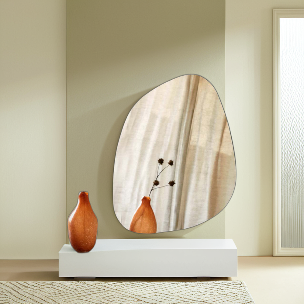 Modern Bathroom Large Long Squiggle Entry Asymmetric Irregular Mirror 5mm Glass Wall Mirror with 4mm Thickness