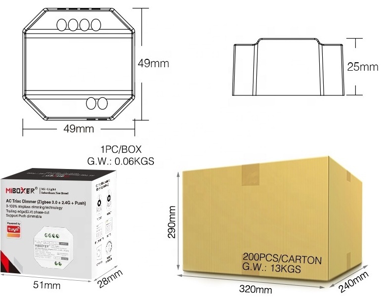 TRI-C1ZR 2.4G RF Controller AC Triac Dimmer