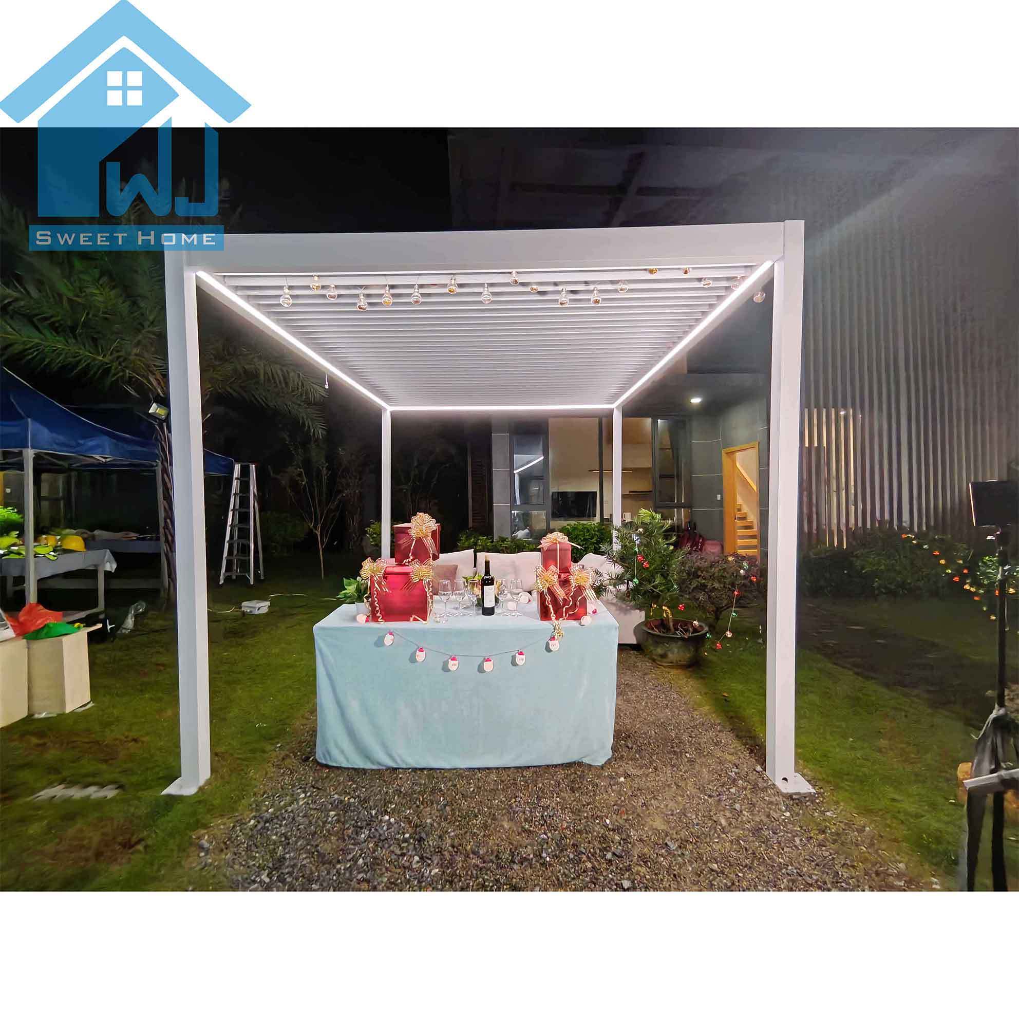 white and grey pergola Chinese factory directly supply fast delivery standard size aluminum pergola outdoor modern design gazebo