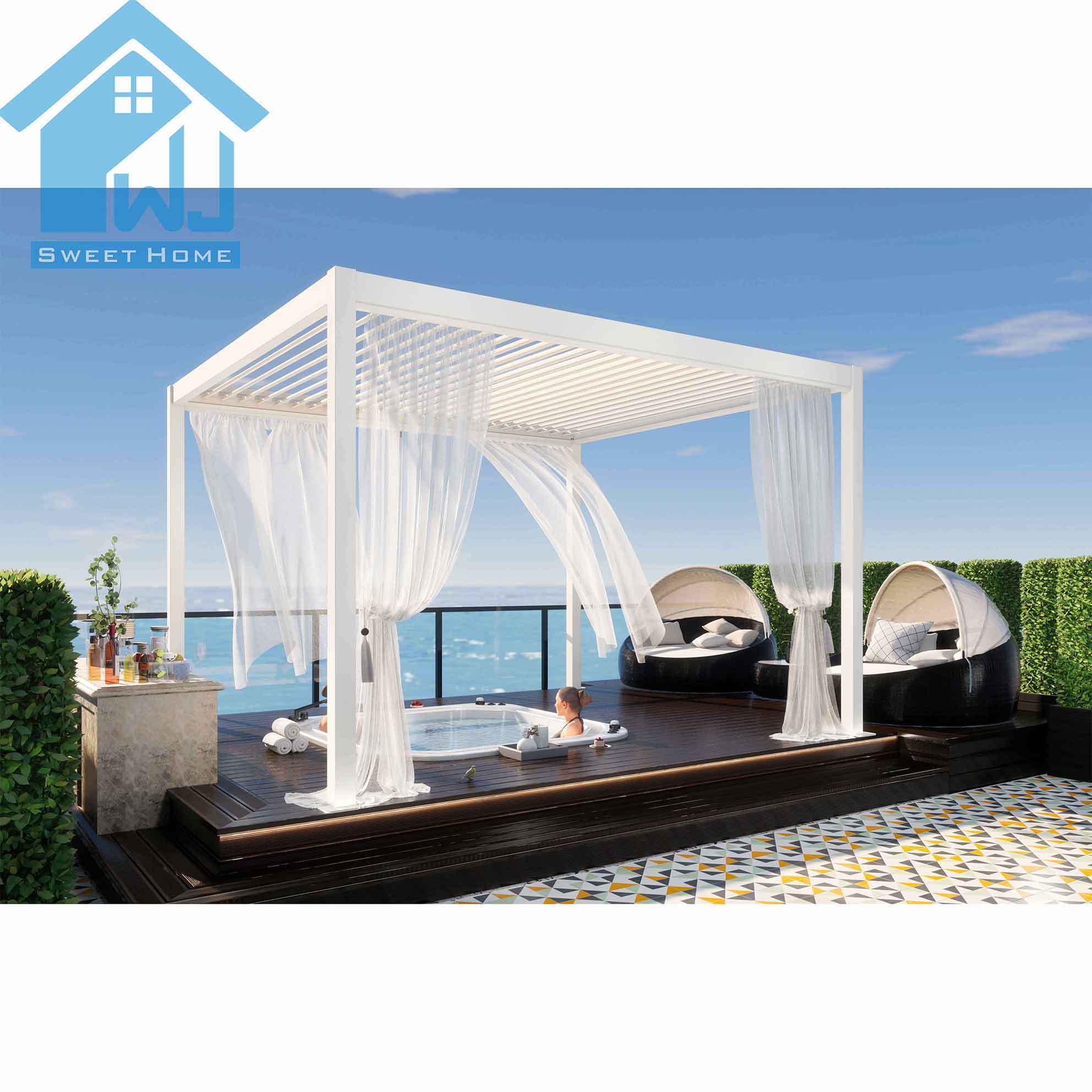 white and grey pergola Chinese factory directly supply fast delivery standard size aluminum pergola outdoor modern design gazebo