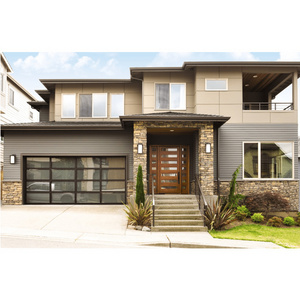 Horizontal bi-fold tempered glass garage door wooden color sectional panels automatic garage door prices lowes