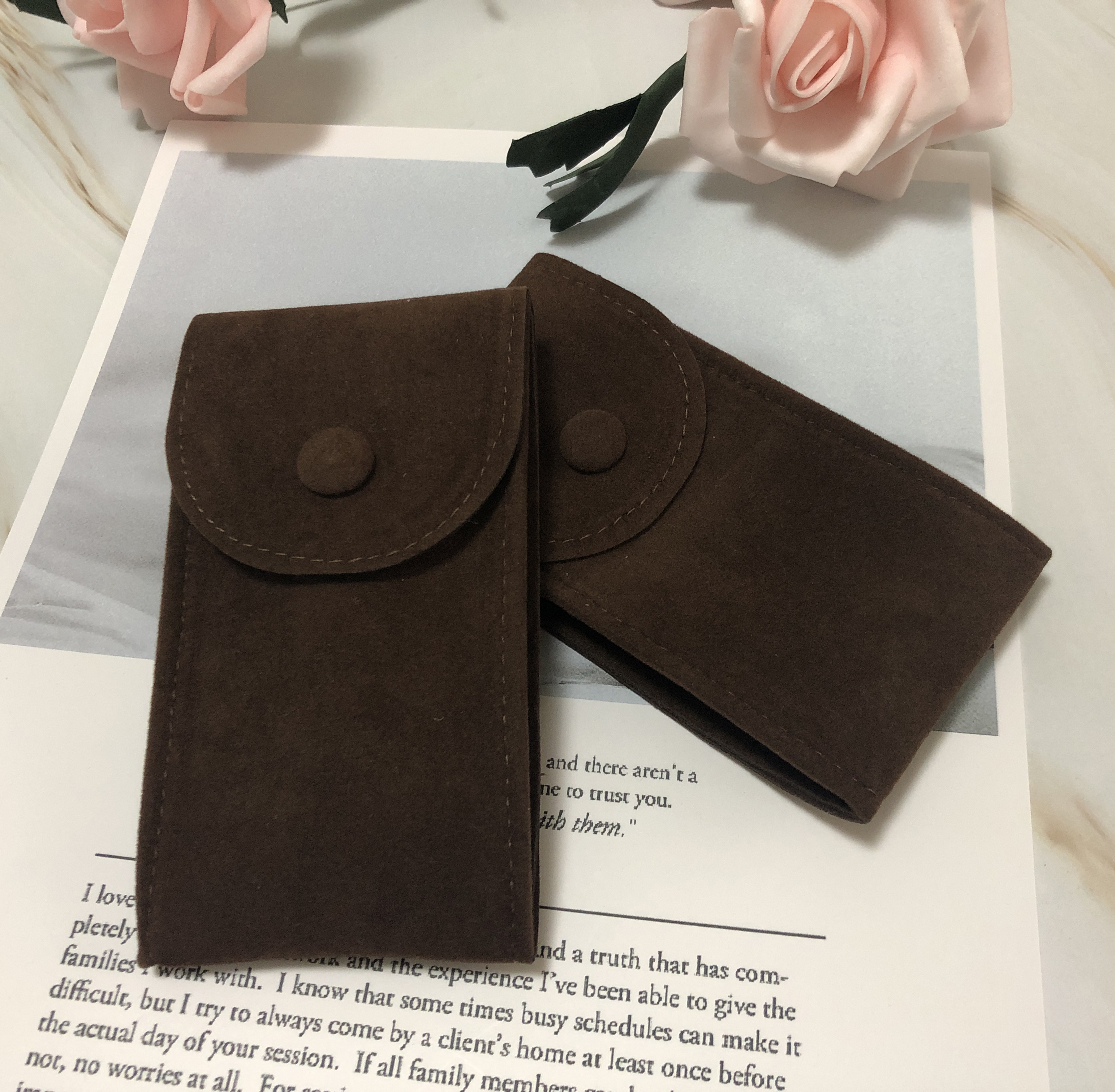 Support Card Inlay Velvet Packaging Envelope Faux Suede Watch Travel Pouch For Repaired Watches