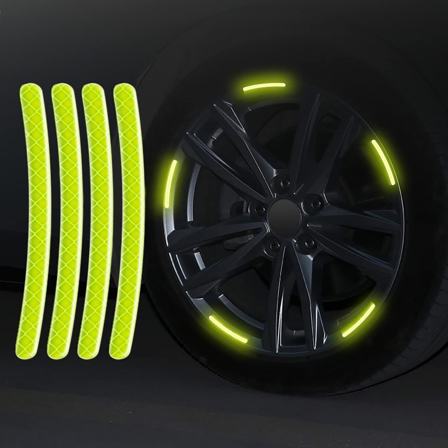 20pcs Safety Luminous Reflective Stripe Customized Logo Tire Rim Sticker Car Wheel Hub Reflective Sticker for Truck Bicycle