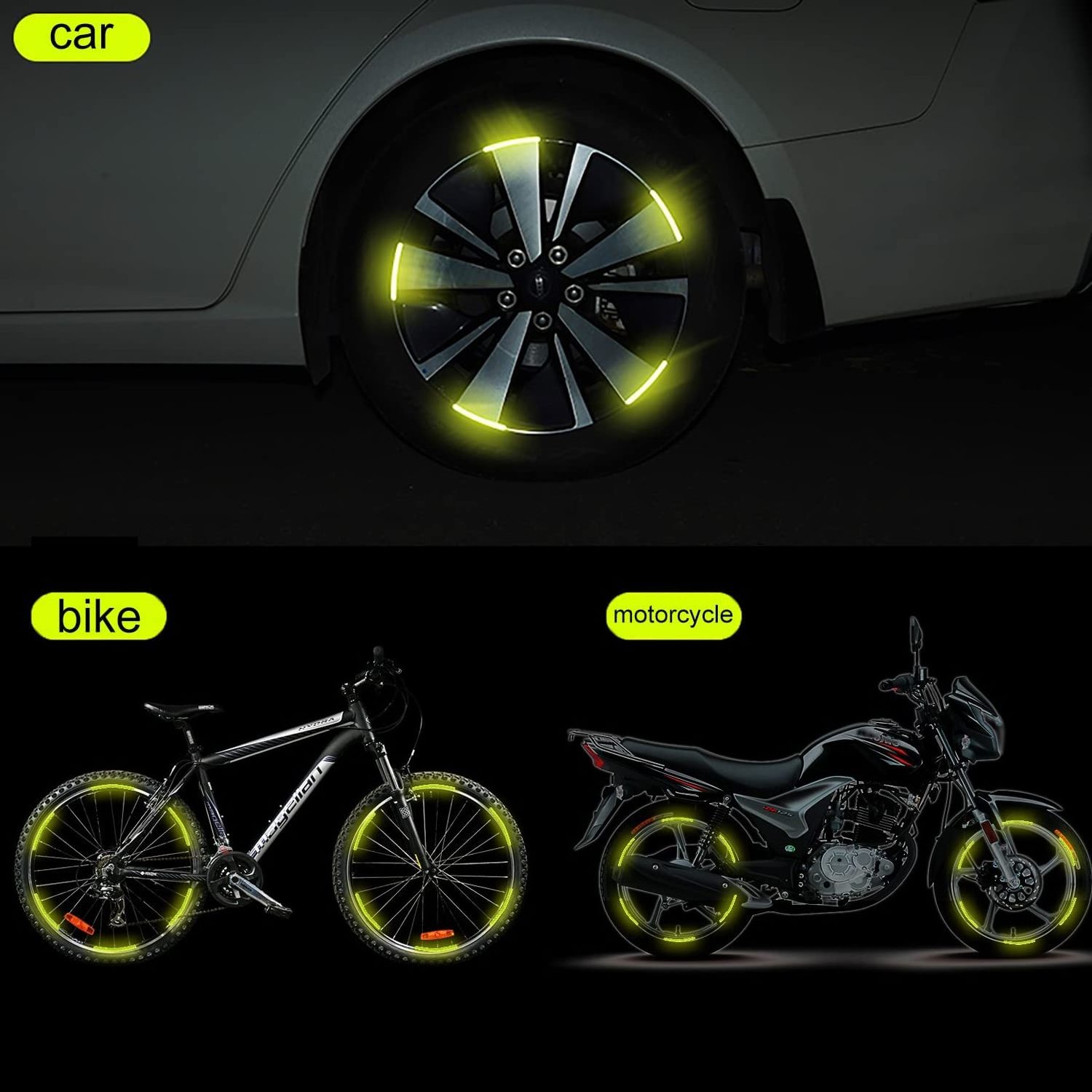 20pcs Safety Luminous Reflective Stripe Customized Logo Tire Rim Sticker Car Wheel Hub Reflective Sticker for Truck Bicycle