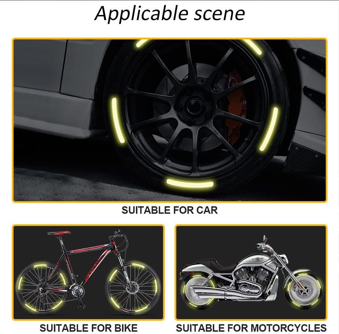 Car Rainbow Luminous Sticker Reflective Strips Tape Rim Stickers Car Wheel Motorcycle Tire