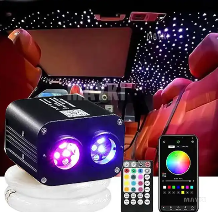 App control Two Head dual zone color 20w Led Twinkle Fiber Optic Light Starlight Headliner Kit With Shooting Star