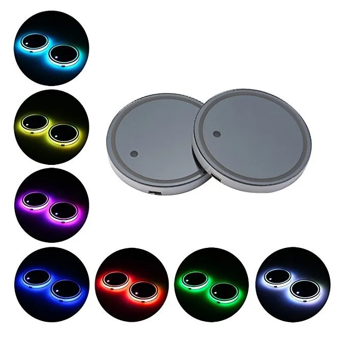 Waterproof Acrylic Auto Car Light LED Water Drink Bottle Cup Holder Mat Custom Logo Intelligent Luminous Car LED Coaster