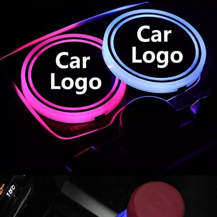 Waterproof Acrylic Auto Car Light LED Water Drink Bottle Cup Holder Mat Custom Logo Intelligent Luminous Car LED Coaster