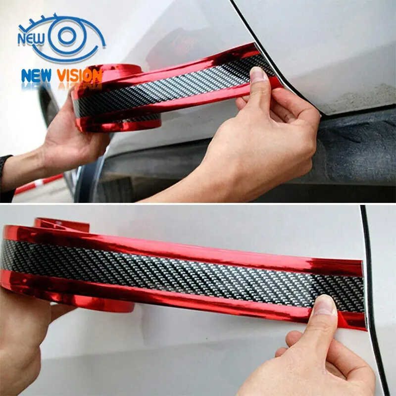 5d Carbon Fiber Car Anti Scratch Protector Tape Sticker Waterproof Body Bumper Trunk Door Sills Stickers Step Sill Protection