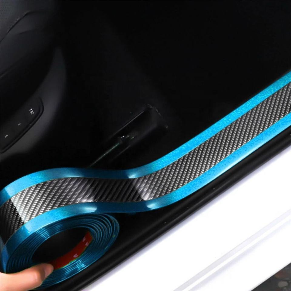 5d Carbon Fiber Car Anti Scratch Protector Tape Sticker Waterproof Body Bumper Trunk Door Sills Stickers Step Sill Protection