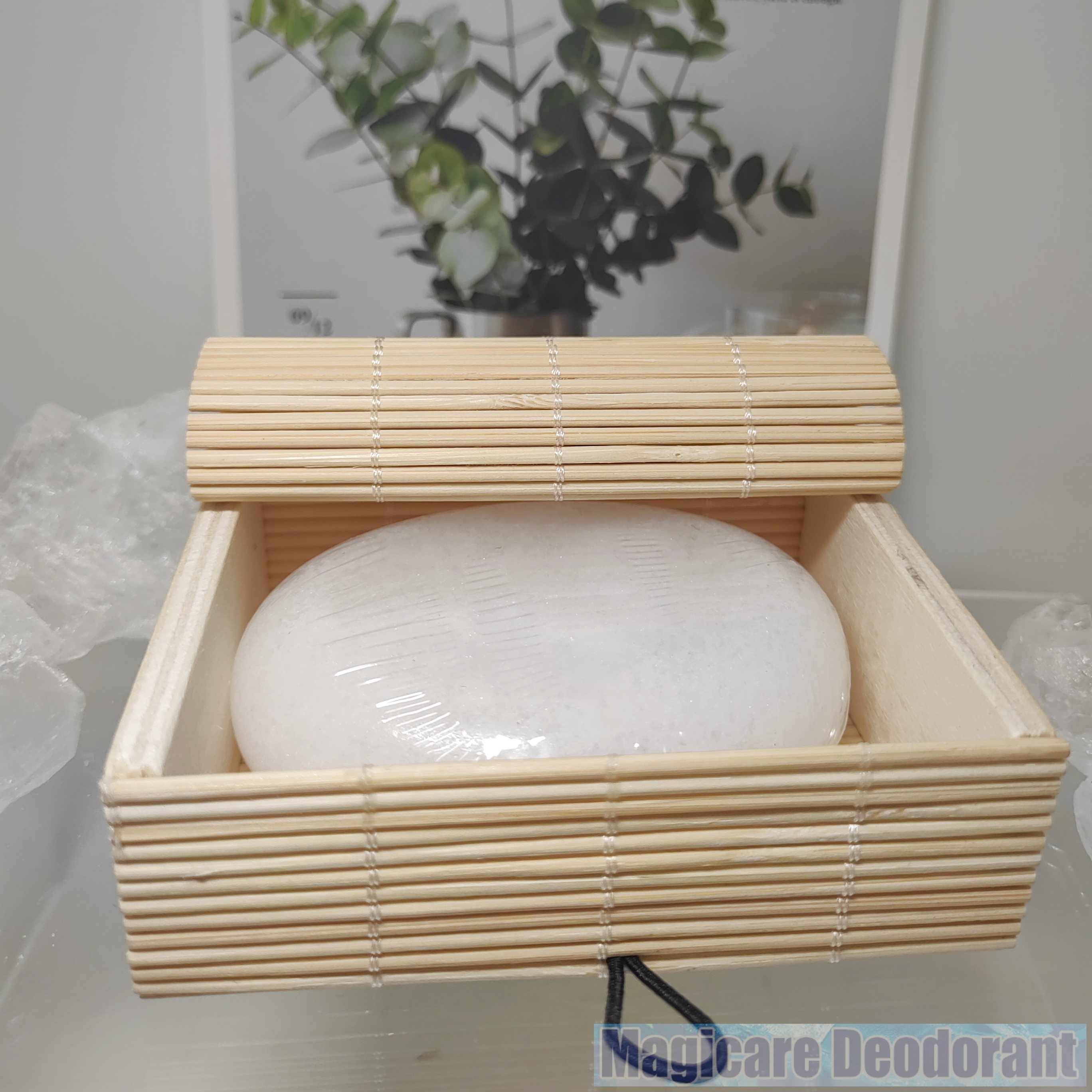 156G Degradable Bamboo box Package Alum Stick Potassium Alum Block Antiperspirant Stone Crystal Deodorant Natural Mineral Salt