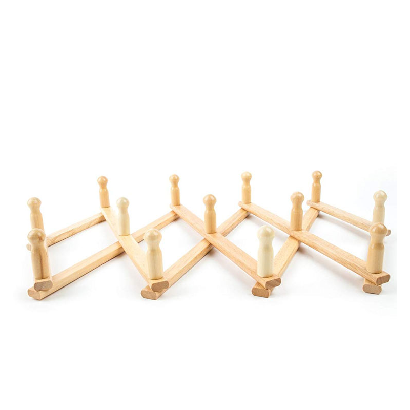 Bamboo Expanding Accordion Style Wall Mounted Hook Bamboo Pegs Folding Wall Hanger Stand