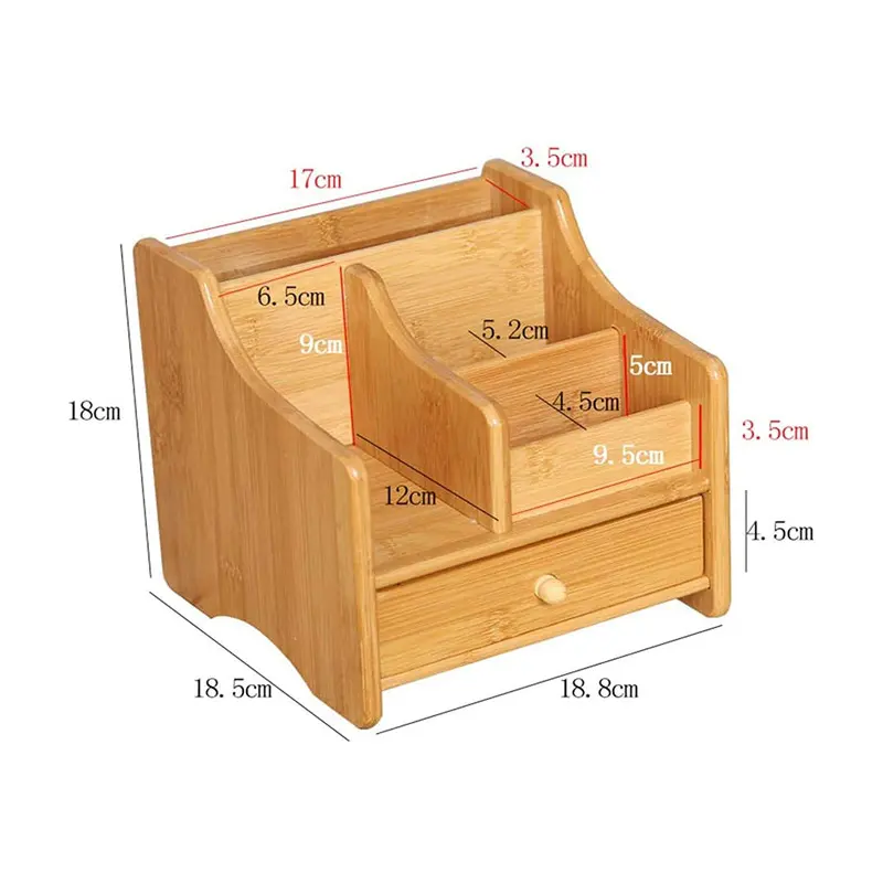 Bamboo Wood Shelf Organizer For Desk With Drawers Mini Desk Storage For Office