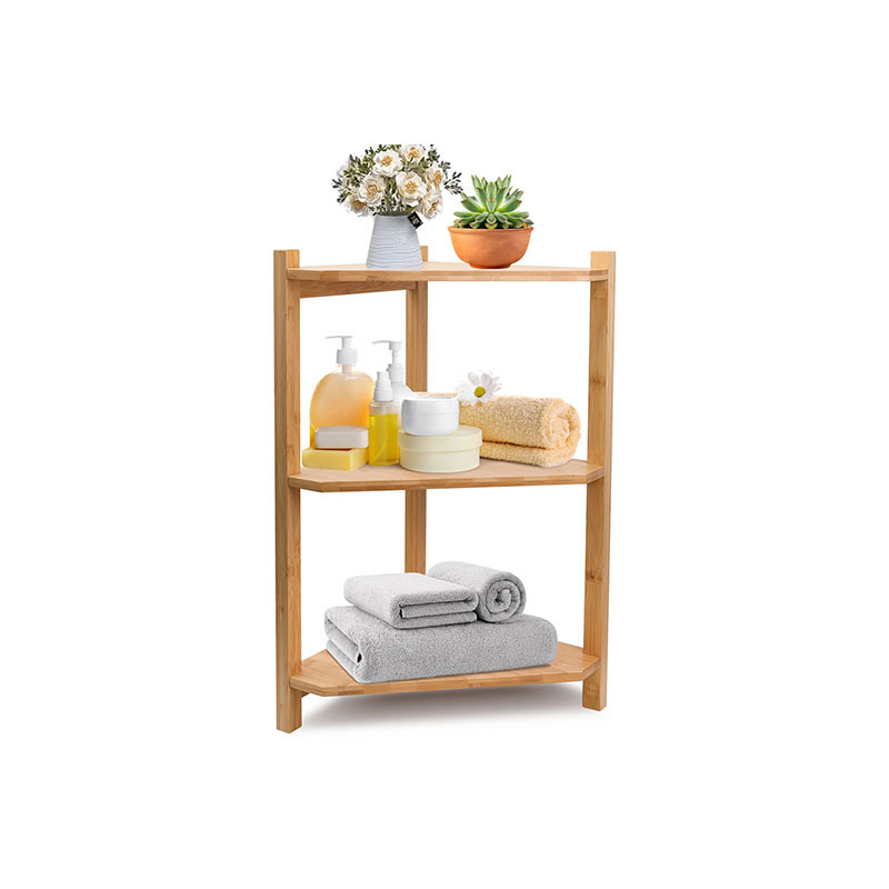 Bamboo Corner Shelf 3 Tier Freestanding Corner Shelf Unit for Bathroom Kitchen Living Room