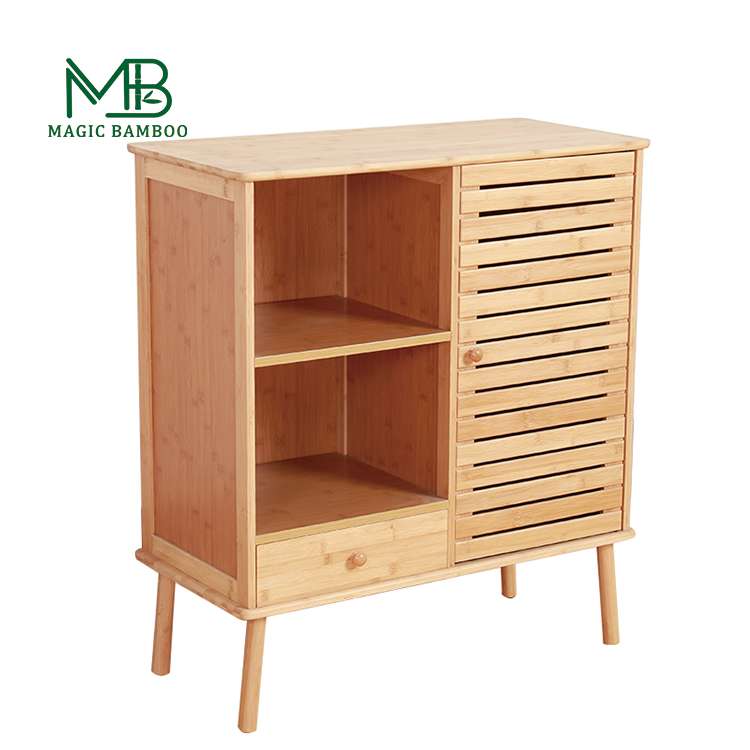 Bamboo Wood Home Furniture Storage Organizer Living Room Shoes Rack Cabinet With Drawer