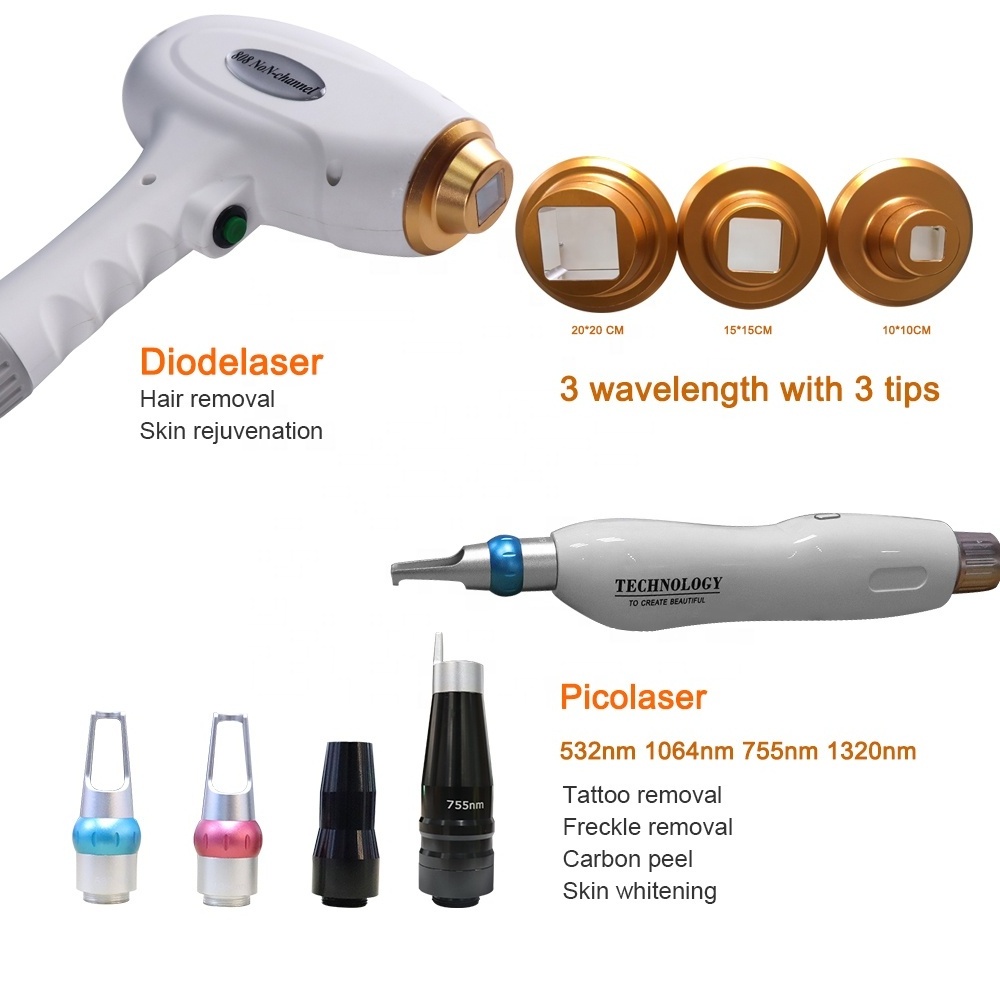 High power 808 diode laser and pico 2 in 1 4 wavelengths diode laser for hair removal