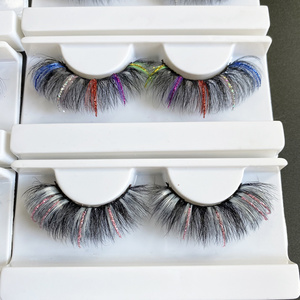 20mm Glitter Lashes Fluffy Mink False Lashes with Colored Cosplay Party Stage Makeup Colorful Fake Eyelash