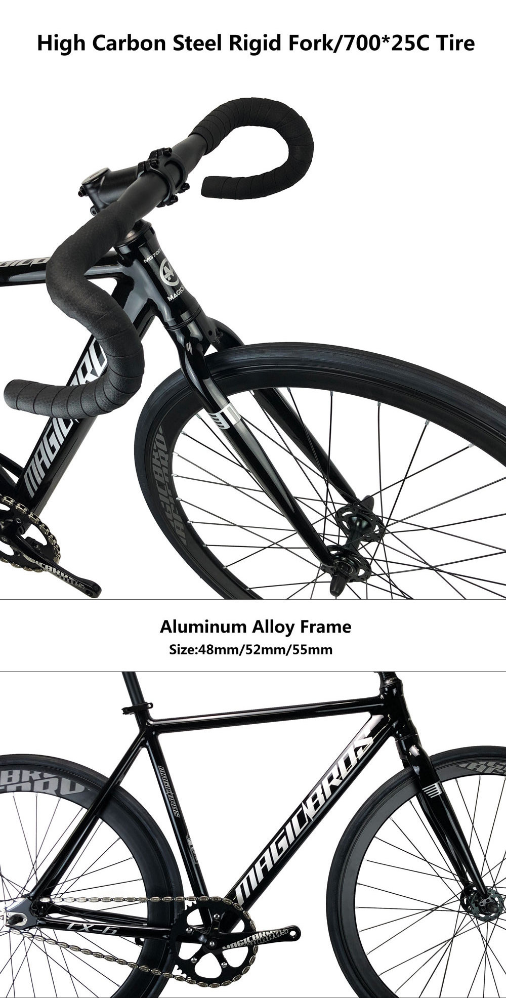 Hot Selling MAGICBROS Aluminum Alloy 700C Fixed Gear Bike Frame Road Fixie Bike Fixed Gear Bike