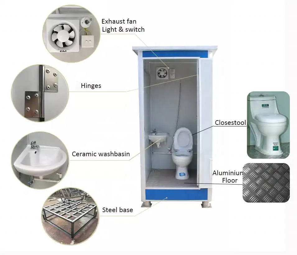 Wholesale aluminium mobile portable toilet sandwich panel mobile portable wc toilet shower cabin