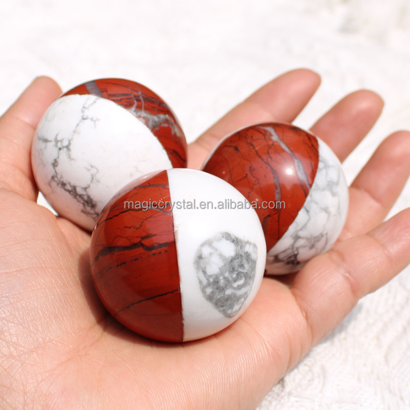 Wholesale Cheap Price 1.5 Inch Crystal Poke Ball Natural Red Jasper With Howlite Crystal Poke Ball