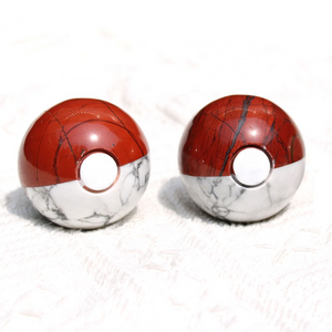 Wholesale Cheap Price 1.5 Inch Crystal Poke Ball Natural Red Jasper With Howlite Crystal Poke Ball