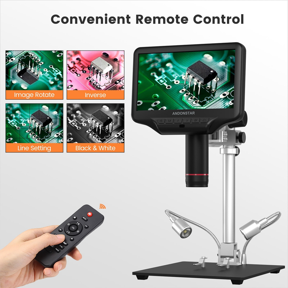 Real photo AD407 Pro 7 Inch 270X Digital Microscope,Upgraded 12.5 inch Metal Stand for Professional PCB/SMD Soldering Tools