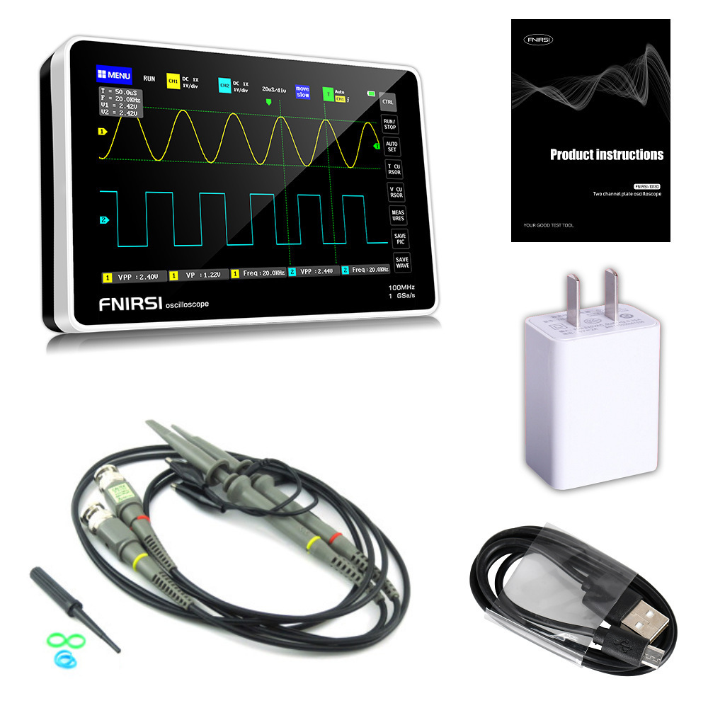 Dual Channel 100M Bandwidth 1GS Sampling Rate Mini Digital Oscilloscope FNIRSI 1013D Digital Tablet Oscilloscope