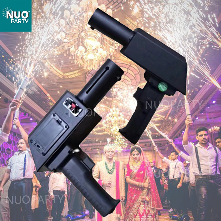 Hand held indoor fireworks sparkler cold pyro firing gun