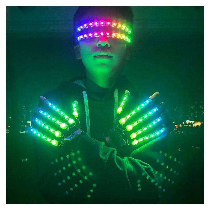 LED Glowing Gloves Light Up Glasses Rave Flashing Finger Lighting Glasses Party Decor DJ Sun Glasses Event Decoration