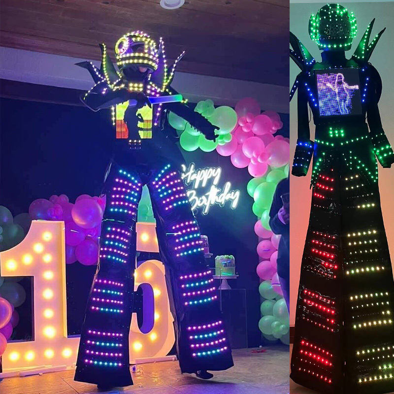 Digital screen LED walker robot suit led party led robot costume adult stage clothes luminous costume robot costume led