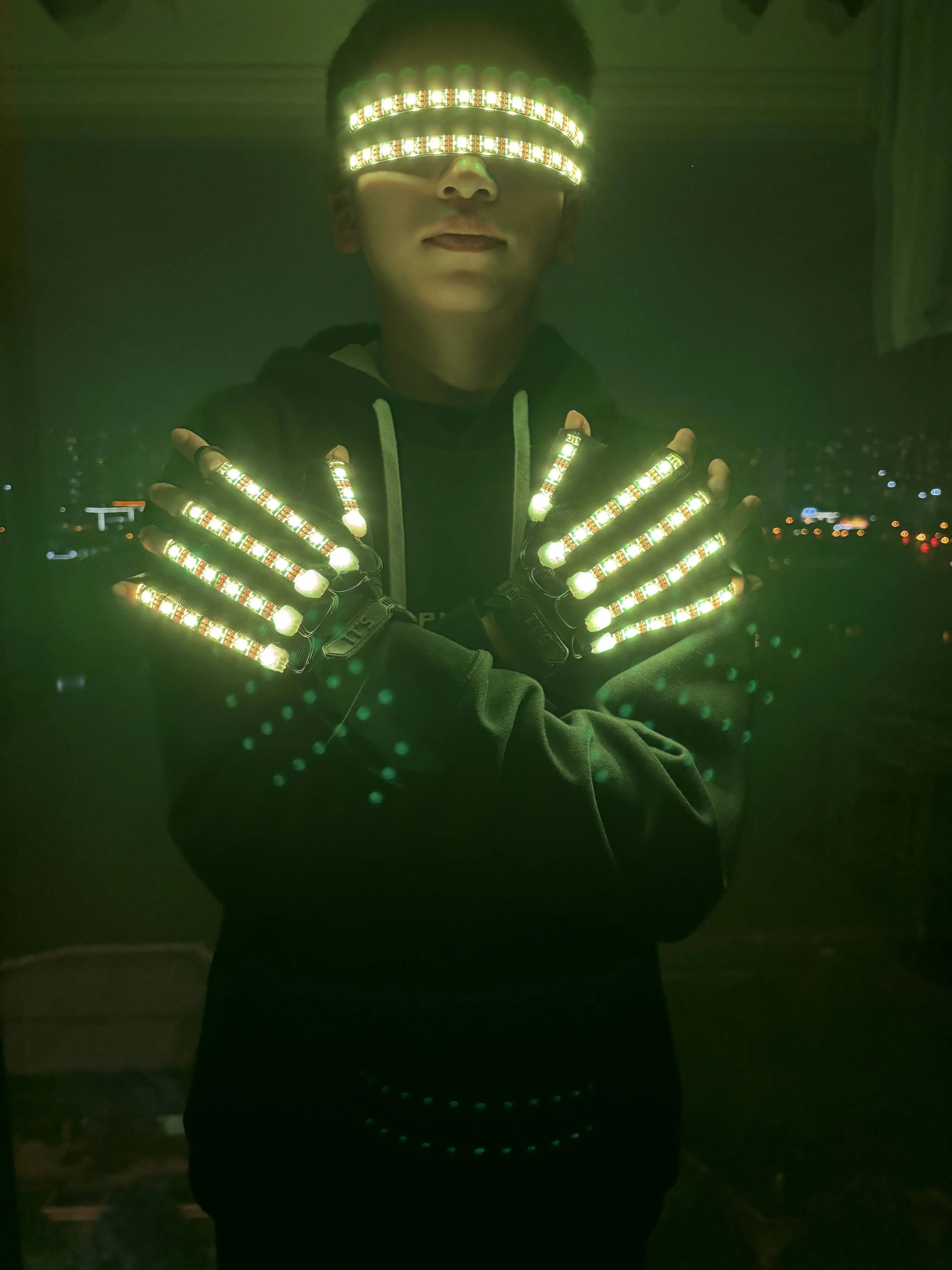 LED Glowing Gloves Light Up Glasses Rave Flashing Finger Lighting Glasses Party Decor DJ Sun Glasses Event Decoration