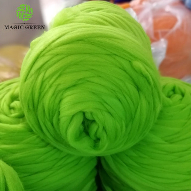 Magic Green In Stock Super Chunky Knitted 100% Australian Merino Wool Material Chunky Hand Knitting Blanket Throw Yarn