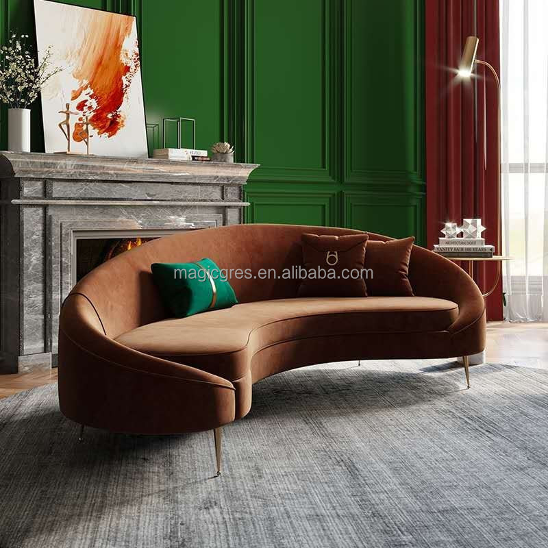 designer sectional sofa set fabric Italian modern c shaped curved modular living room furniture floor sofa